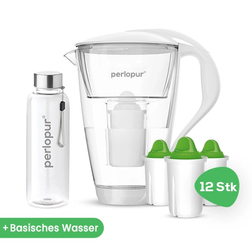 Glas Wasserfilter inkl. 12 Kartuschen plus Glasflasche
