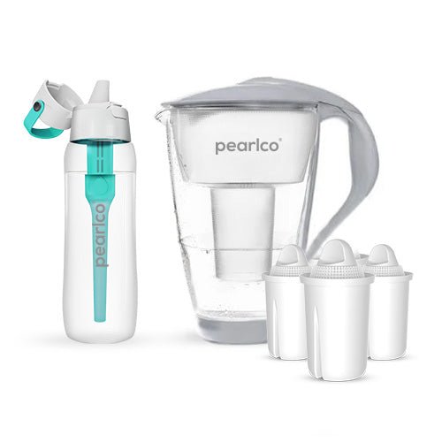 PearlCo Glas - Wasserfilter - Starter - Paket inkl. SOLID Filterflasche - PearlCo.de