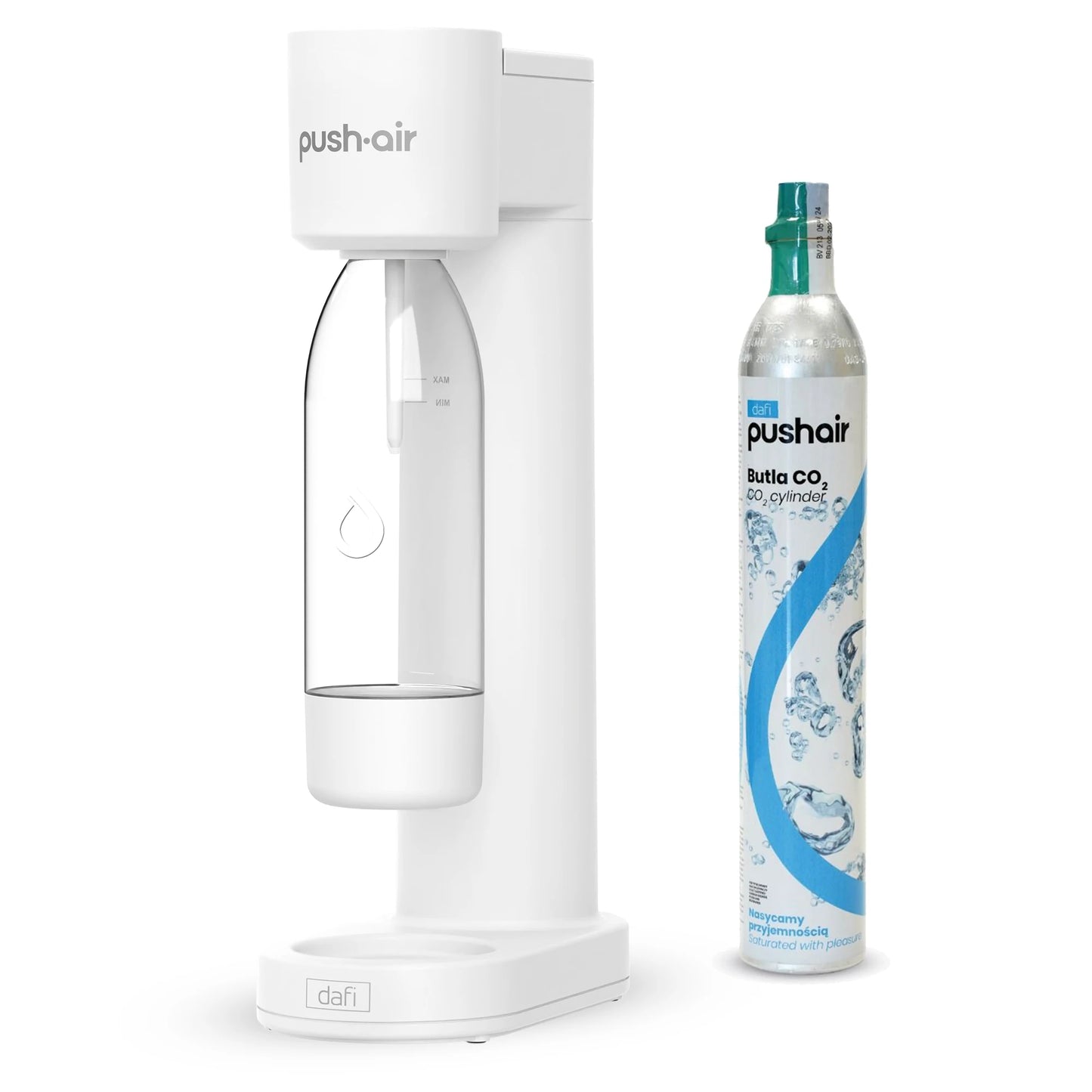 DAFI Wassersprudler Pushair inkl. 1 Co2 Zylinder und 0,7l Flasche