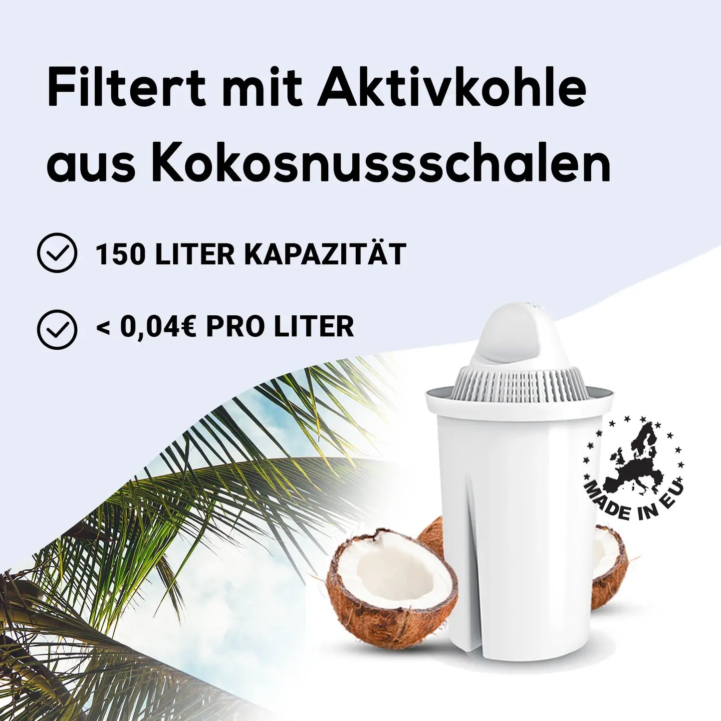 PearlCo Glas Wasserfilter inkl. 1 Kartusche plus Glasflasche