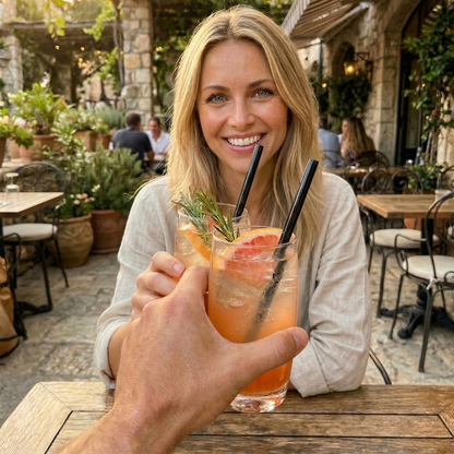12 Glasstrohhalme schwarz - wiederverwendbare Trinkhalme aus Glas mit 2 Reinigungsbürsten (gerade)