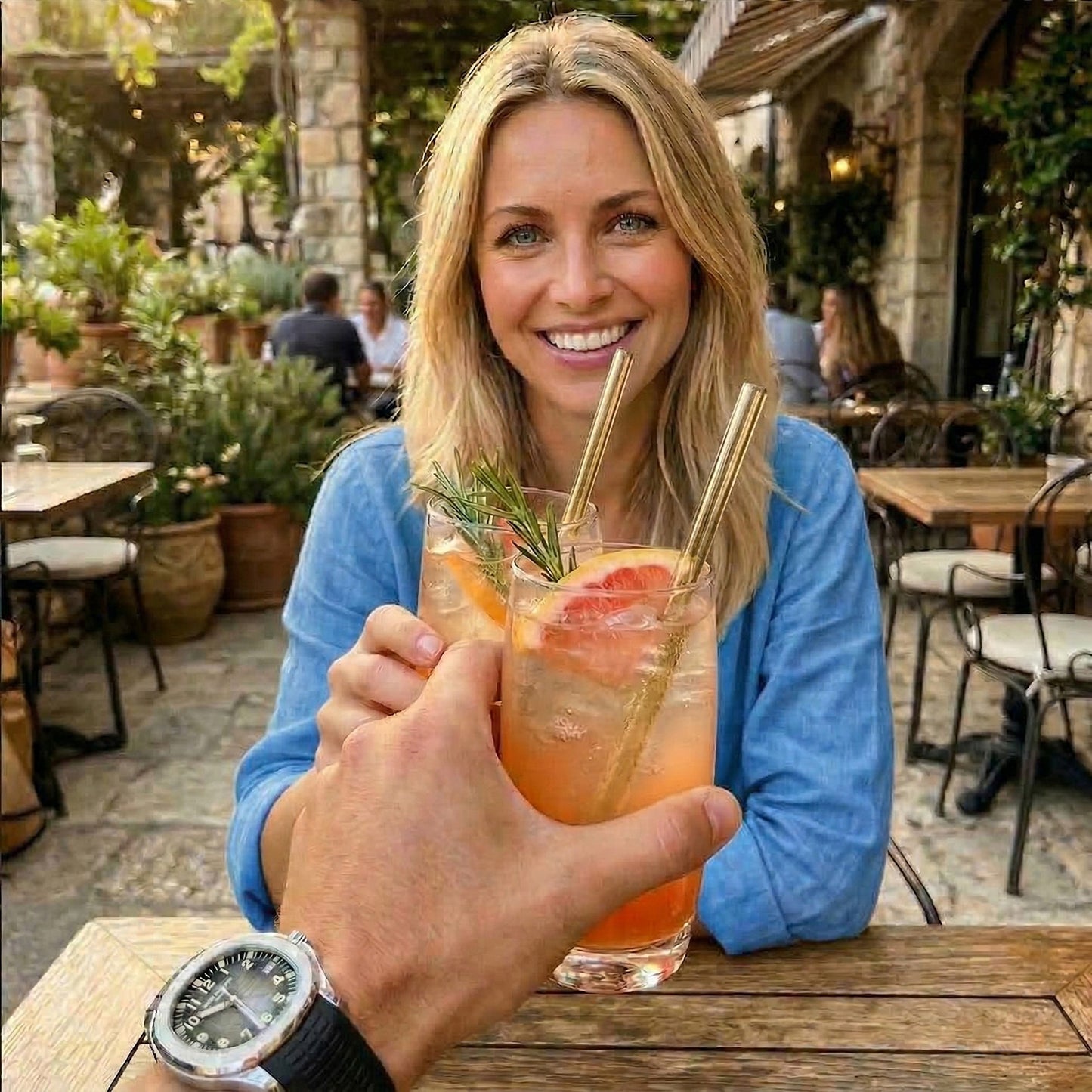 12 Glasstrohhalme gold - wiederverwendbare Trinkhalme aus Glas mit 2 Reinigungsbürsten (gerade)