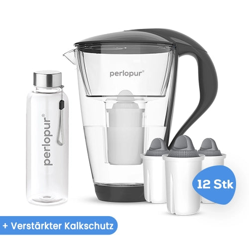 Glas Wasserfilter inkl. 12 Kartuschen plus Glasflasche