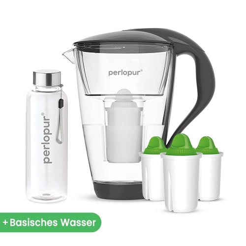 Glas Wasserfilter inkl. 3 Kartuschen plus Glasflasche