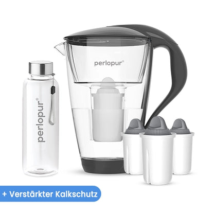 Glas Wasserfilter inkl. 3 Kartuschen plus Glasflasche