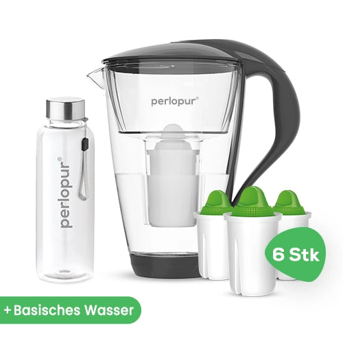 Glas Wasserfilter inkl. 6 Kartuschen plus Glasflasche