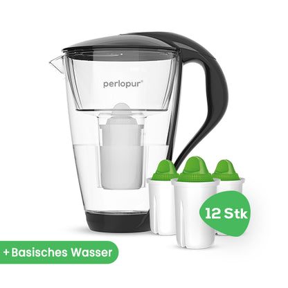 Glas-Wasserfilter inkl. 12 Filterkartuschen