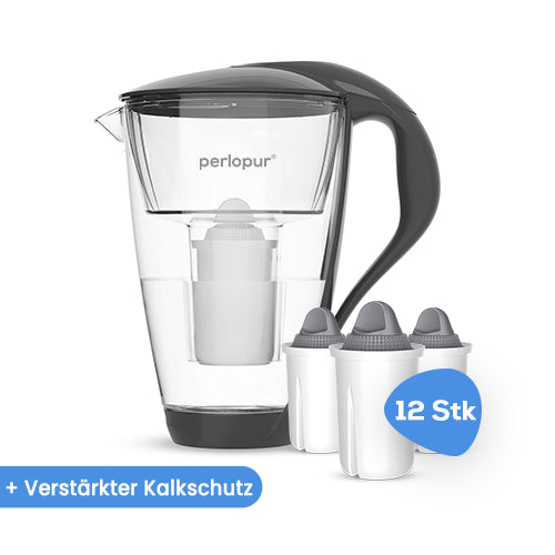 Glas-Wasserfilter inkl. 12 Filterkartuschen