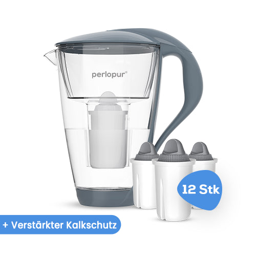 Glas-Wasserfilter inkl. 12 Filterkartuschen