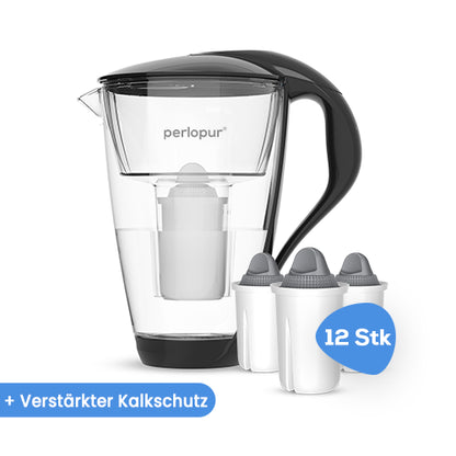 Glas-Wasserfilter inkl. 12 Filterkartuschen