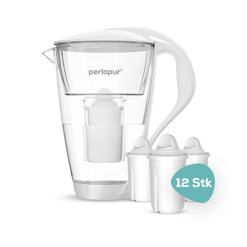 Glas-Wasserfilter inkl. 12 Filterkartuschen