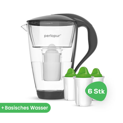 Glas-Wasserfilter inkl. 6 Filterkartuschen