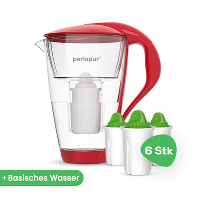Glas-Wasserfilter inkl. 6 Filterkartuschen