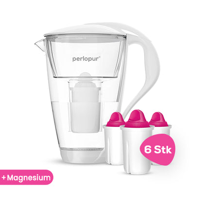 Glas-Wasserfilter inkl. 6 Filterkartuschen