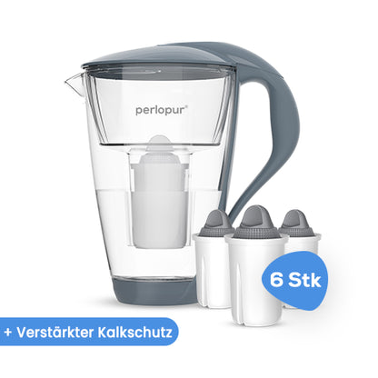 Glas-Wasserfilter inkl. 6 Filterkartuschen