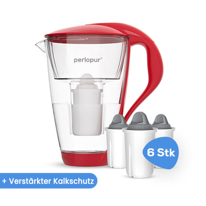 Glas-Wasserfilter inkl. 6 Filterkartuschen