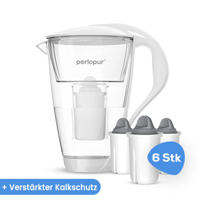 Glas-Wasserfilter inkl. 6 Filterkartuschen