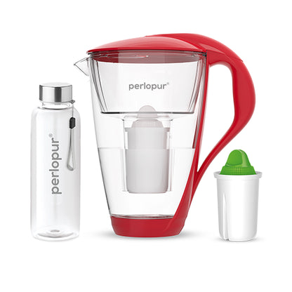 Glas Wasserfilter inkl. 1 Kartusche plus Glasflasche
