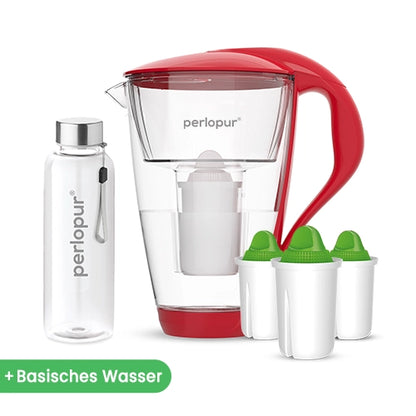 Glas Wasserfilter inkl. 3 Kartuschen plus Glasflasche