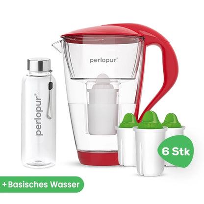 Glas Wasserfilter inkl. 6 Kartuschen plus Glasflasche
