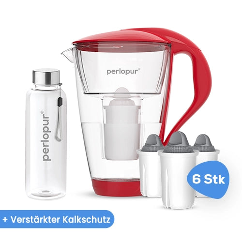 Glas Wasserfilter inkl. 6 Kartuschen plus Glasflasche