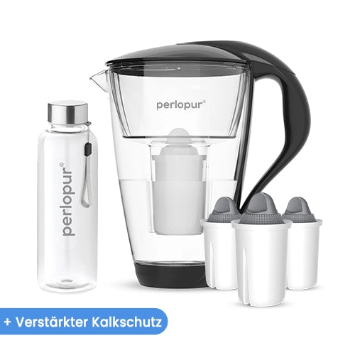 Glas Wasserfilter inkl. 3 Kartuschen plus Glasflasche