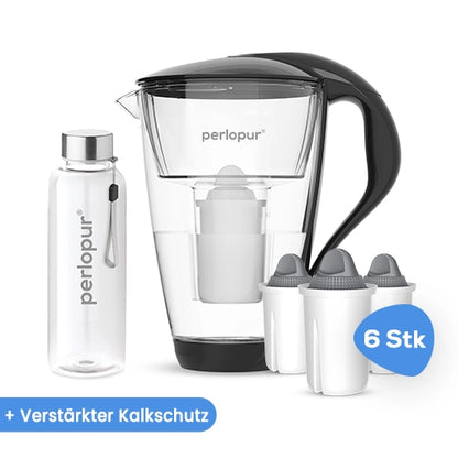 Glas Wasserfilter inkl. 6 Kartuschen plus Glasflasche