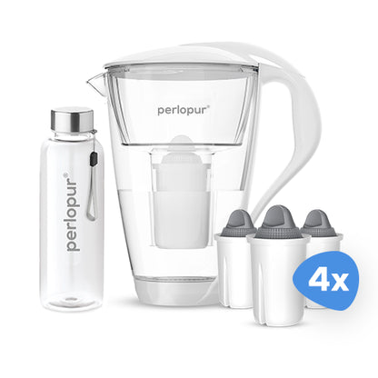 Glas Wasserfilter inkl. 12 Kartuschen plus Glasflasche