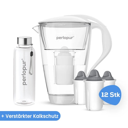Glas Wasserfilter inkl. 12 Kartuschen plus Glasflasche