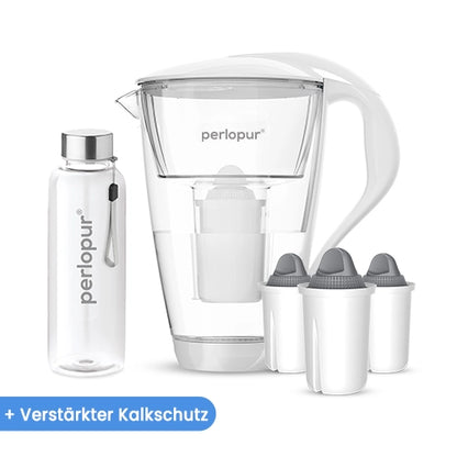 Glas Wasserfilter inkl. 3 Kartuschen plus Glasflasche