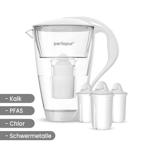 Glas-Wasserfilter inkl. 3 Filterkartuschen