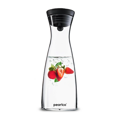 Glaskaraffe mit Edelstahldeckel 0,8l oder 1,3l Wasserkaraffe Glas