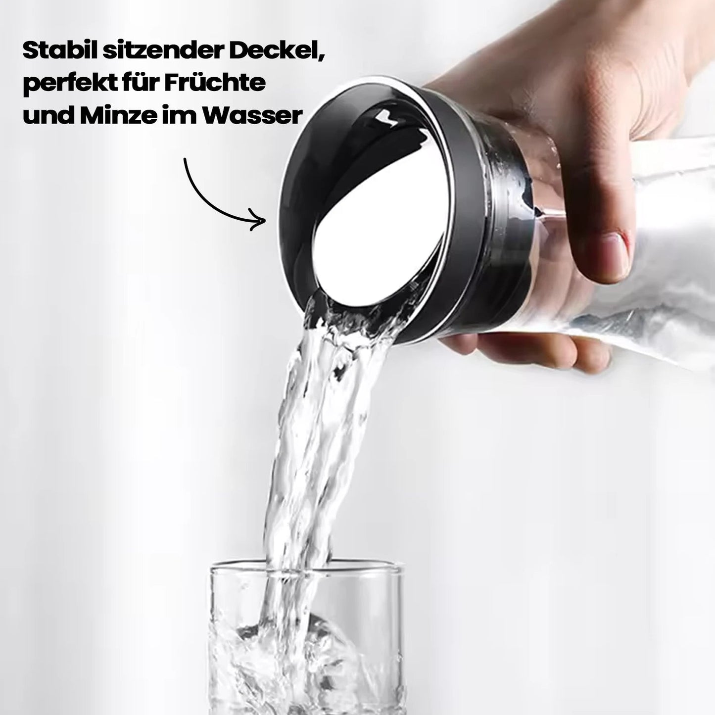 Glaskaraffe mit Edelstahldeckel 0,8l oder 1,3l Wasserkaraffe Glas - PearlCo.de