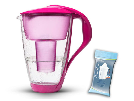 *SALE* PearlCo Glas-Wasserfilter classic inkl. 1 Filterkartusche (pink)