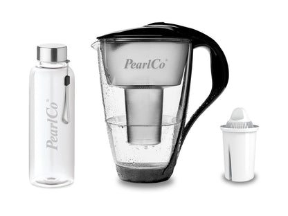 Glas Wasserfilter inkl. 1 Kartusche plus Glasflasche