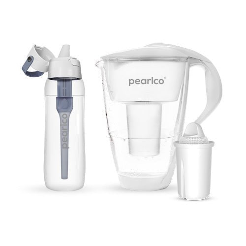 PearlCo Glas - Wasserfilter inkl. 1 Filterkartusche plus SOLID Filterflasche - PearlCo.de