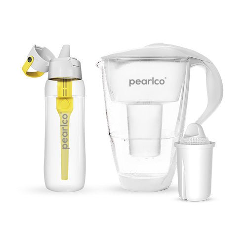 PearlCo Glas - Wasserfilter inkl. 1 Filterkartusche plus SOLID Filterflasche - PearlCo.de