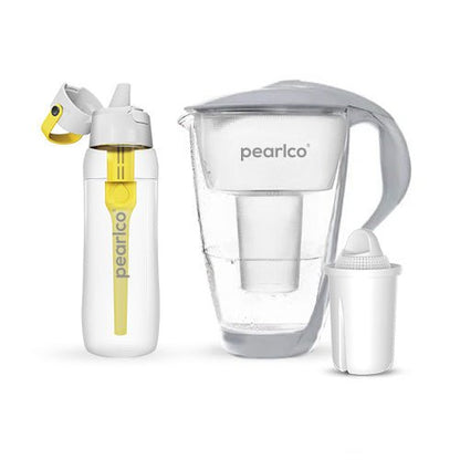 PearlCo Glas - Wasserfilter inkl. 1 Filterkartusche plus SOLID Filterflasche - PearlCo.de