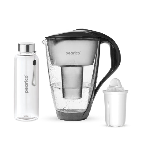 PearlCo - Glas Waterfilter (rood) met 3 universal classic filterpatronen - past bij Brita universal classic PearlCo - Glas Waterfilter (rood) met 3 universal classic filterpatronen - past bij Brita universal classic