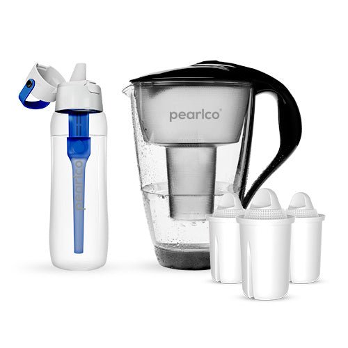 PearlCo Glas - Wasserfilter - Starter - Paket inkl. SOLID Filterflasche - PearlCo.de