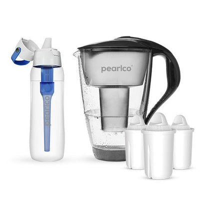 PearlCo Glas - Wasserfilter - Starter - Paket inkl. SOLID Filterflasche - PearlCo.de