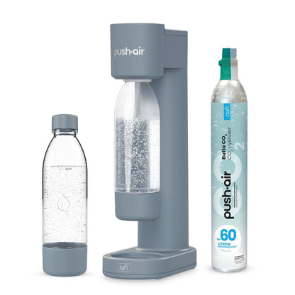 Wassersprudler Pushair inkl. 1 Co2 Zylinder und 2x 0,7l Flasche