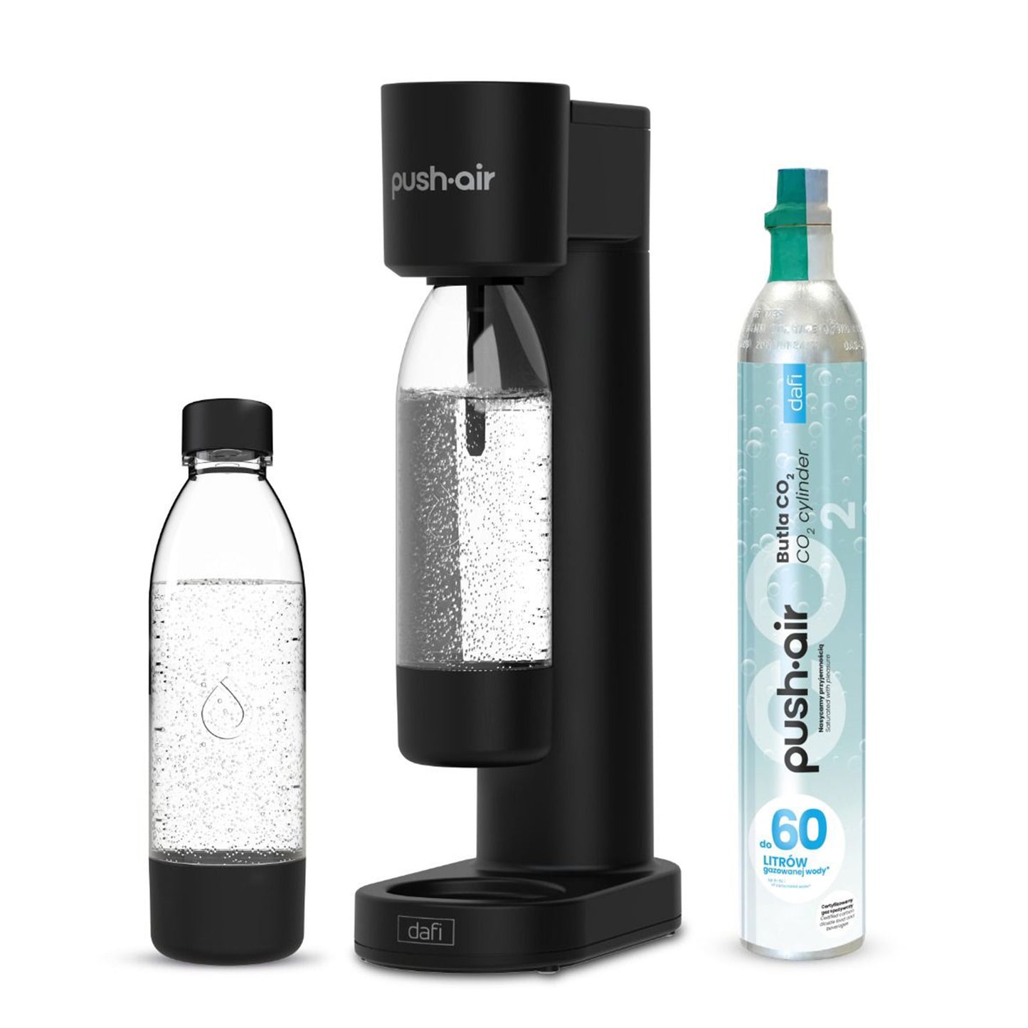 Wassersprudler Pushair inkl. 1 Co2 Zylinder und 2x 0,7l Flasche