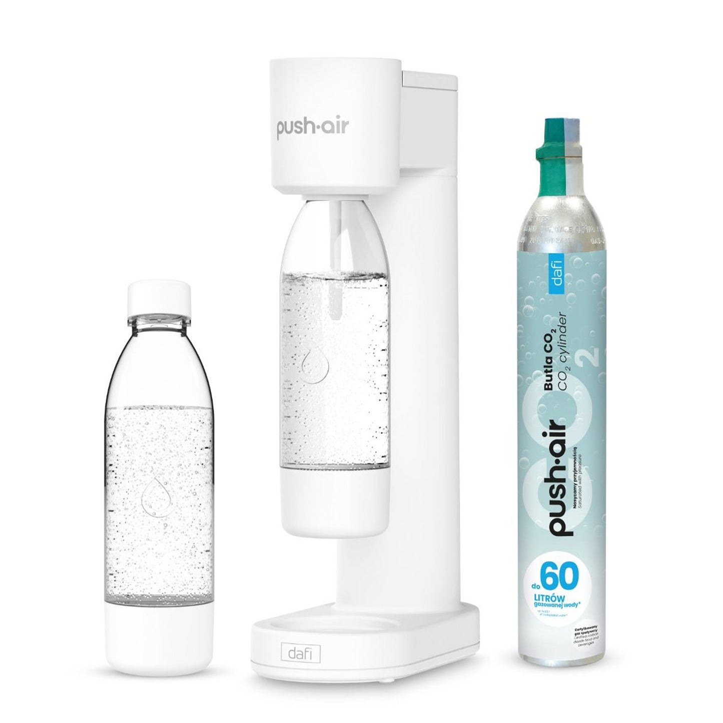 Wassersprudler Pushair inkl. 1 Co2 Zylinder und 2x 0,7l Flasche