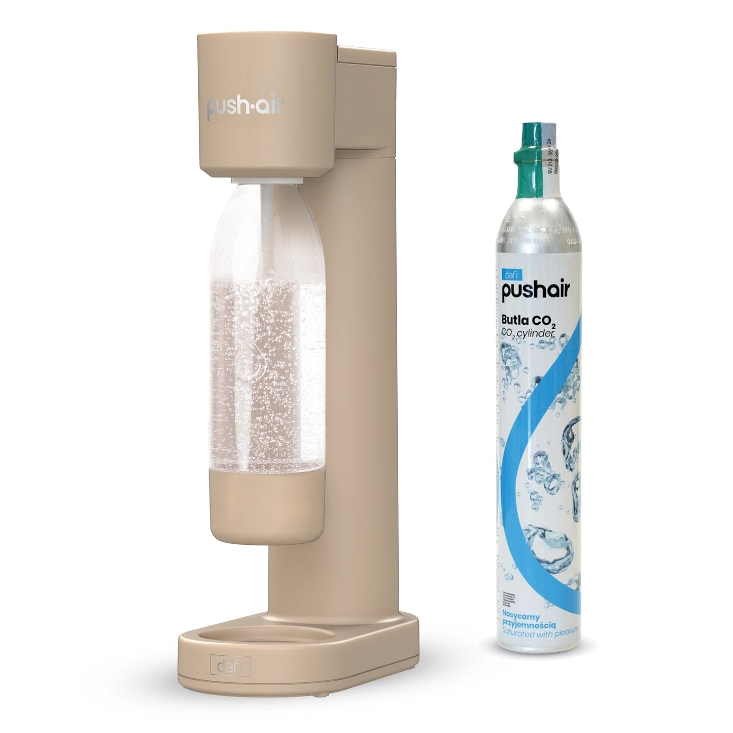 DAFI Wassersprudler Pushair inkl. 1 Co2 Zylinder und 0,7l Flasche