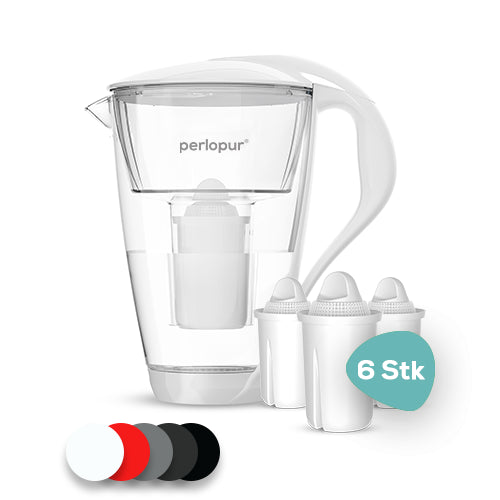 Glas-Wasserfilter inkl. 6 Filterkartuschen