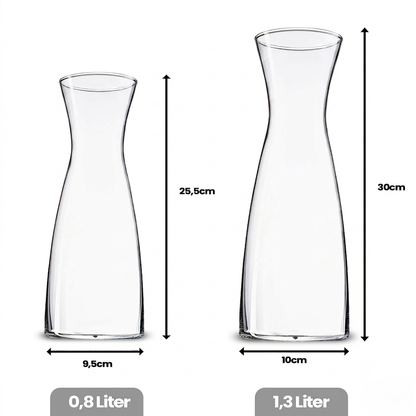 Glaskaraffe mit Edelstahldeckel 0,8l oder 1,3l Wasserkaraffe Glas